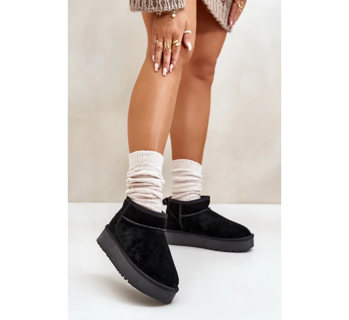 Dámské Semišové Sněhule Na Platformě Černé Nereviana