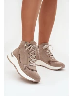Dámské sportovní kotníkové boty na platformě z přírodního semiše Zazoo – béžové Dámské sportovní kotníkové boty na platformě z přírodního semiše Zazoo – béžové