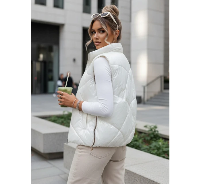Dámská prošívaná vesta se stojáčkem krémová FashionStreet TY3042