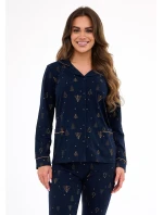 Pyžamo model 21416861 Gold long/r Christmas S2XL dámské rozepínací - Cornette