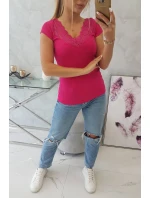 Halenka s krajkovým výstřihem fuchsiová