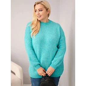 Dámský svetr Plus Size s volným střihem a dlouhým rukávem model 22394985 zielony - K-Fashion