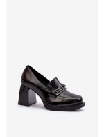 Lakované lodičky na robustním podpatku černé Terimene