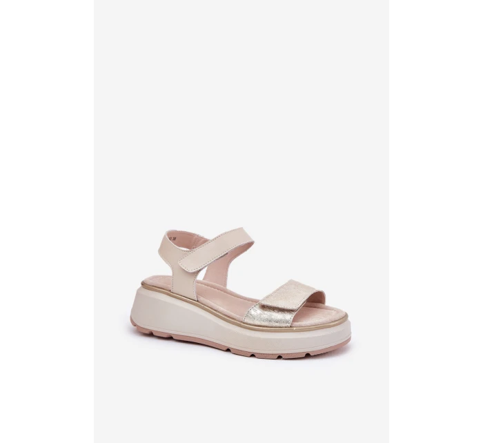 Dámské Sandály Na A Platformě S Ozdobami  Béžové model 21690903 - S.Barski