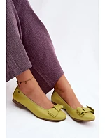 Kožené baleríny s mašlí Maciejka P6802-09 Limetkové