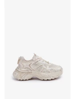 Dámské tenisky s odřením na platformě béžové Seladwen