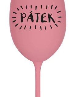 PÁTEK - růžová sklenice na víno 350 ml