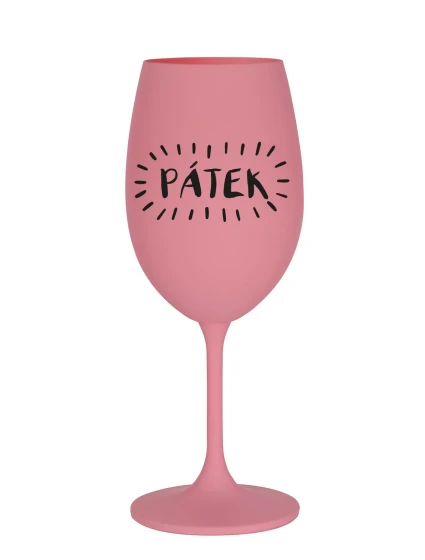 PÁTEK - růžová sklenice na víno 350 ml PÁTEK - růžová sklenice na víno 350 ml