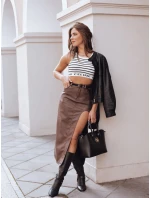 TOPAZ hnědá midi sukně FashionStreet CY0413 TOPAZ hnědá midi sukně FashionStreet CY0413