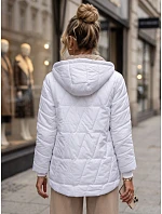 Dámská prošívaná přechodová bunda s kapucí, bílá, FashionStreet TY5781 Dámská prošívaná přechodová bunda s kapucí, bílá, FashionStreet TY5781