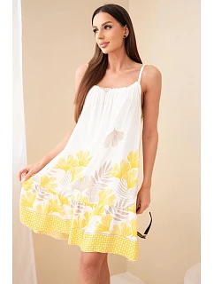 Dámské šaty na ramínka s potiskem žluté