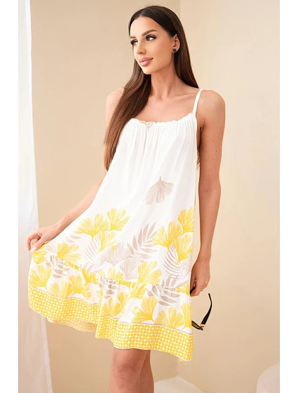 Dámské šaty na ramínka s potiskem žluté
