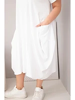 Dámské šaty Plus Size bavlněné s kapsami bílá Dámské šaty Plus Size bavlněné s kapsami bílá