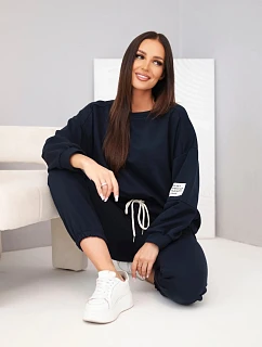 Dámská bavlněná souprava s mikinou a tepláky jogger modrý