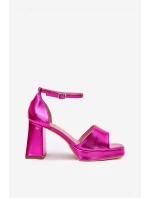 Lakovane Dámské Sandály Na Podpatku Fuchsie Marila