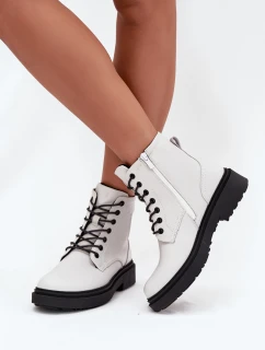 Zateplené dámské kotníkové boty z přírodní kůže model 21712314 bílé - SERGIO LEONE