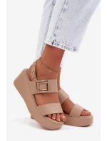 Dámské sandály na platformě s ozdobným detailem Béžové Nelira