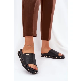 Dámské pantofle na platformě s cvočky Big Star – černé