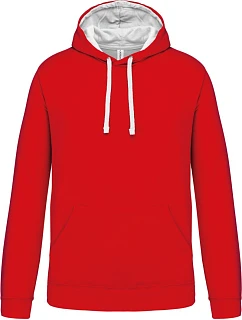 Kariban K 446 Kontrastní mikina s kapucí 20.K446 red/white