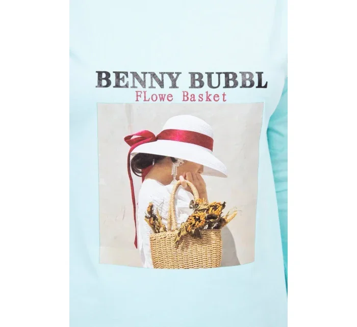 Šaty s potiskem model 18744172 v mátové barvě - K-Fashion Šaty s potiskem model 18744172 v mátové barvě - K-Fashion