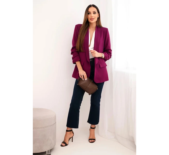 Bunda s klopou elegantní švestka Bunda s klopou elegantní švestka