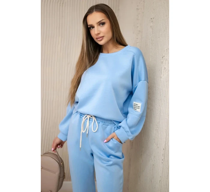 Komplet teplákové + kalhoty máslová látka modrý