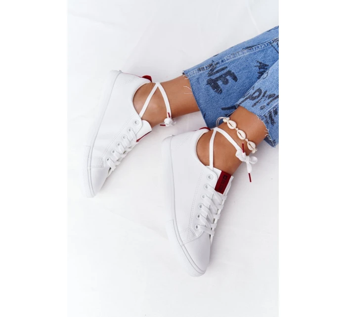 Dámské Kožené Tenisky Se Stuhou BIG STAR DD274685 Bile Dámské Kožené Tenisky Se Stuhou BIG STAR DD274685 Bile