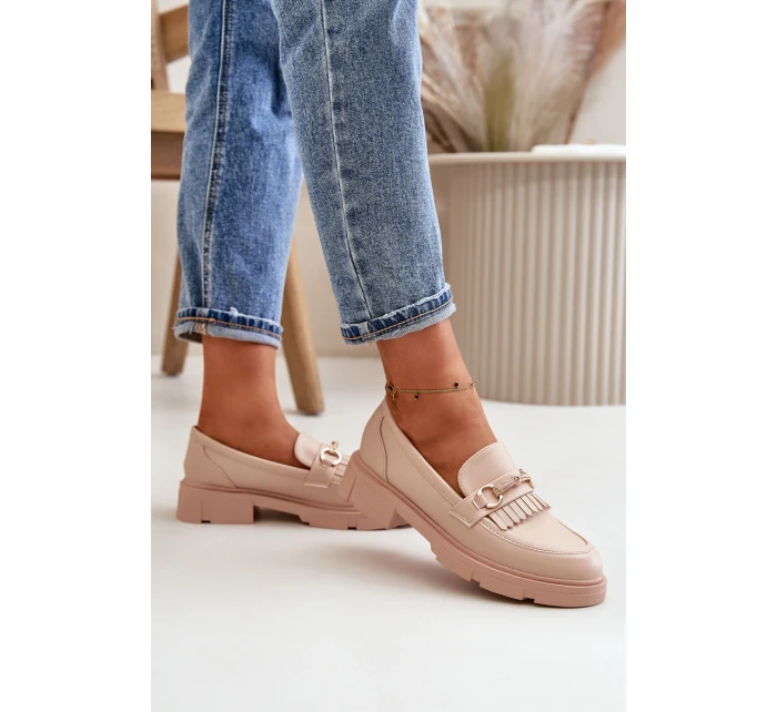 Dámské Mokasíny S Dekorací Eko Kůže Béžové model 21670524 - Boto Dámské Mokasíny S Dekorací Eko Kůže Béžové model 21670524 - Boto