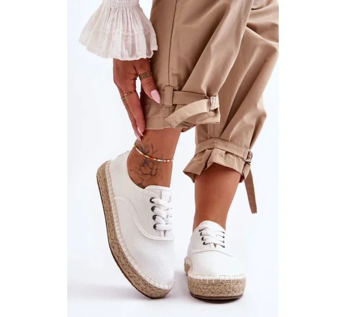 Šněrovací Espadryly Big Star Bílé Šněrovací Espadryly Big Star Bílé