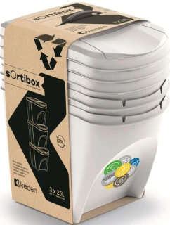 Odpadkové koše 25 L SORTIBOX SET 3 ks. popelavě šedá
