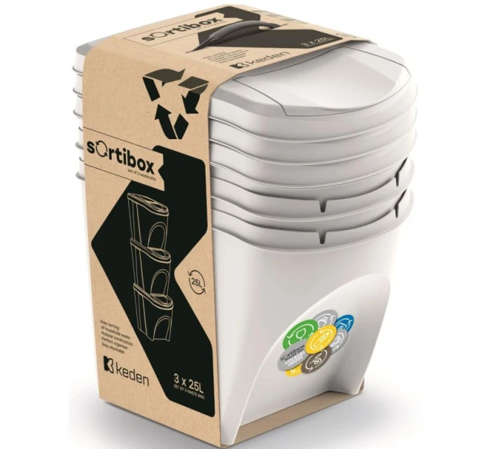 Odpadkové koše 25 L SORTIBOX SET 3 ks. popelavě šedá Odpadkové koše 25 L SORTIBOX SET 3 ks. popelavě šedá