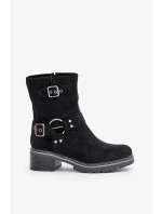 Dámské Kotníkové Boty Na Nízkém Podpatku S Přezkami Černé Zudra Dámské Kotníkové Boty Na Nízkém Podpatku S Přezkami Černé Zudra