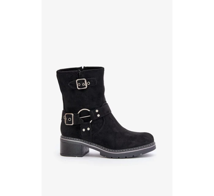 Dámské Kotníkové Boty Na Nízkém Podpatku S Přezkami Černé Zudra Dámské Kotníkové Boty Na Nízkém Podpatku S Přezkami Černé Zudra