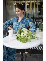 Dámské košilové šaty na knoflíky model 2 model 20328056 Tmavě modrá se zelenou - BeWear