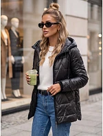 Kurtka damska przejściowa pikowana z kapturem czarna model 22342182 - FashionStreet Kurtka damska przejściowa pikowana z kapturem czarna model 22342182 - FashionStreet