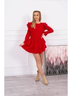 Šaty se svislými volány červené