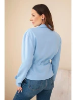 Dámská rozepínací mikina máslová s tkaničkou a kapsami modrá