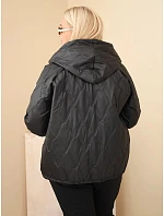 Dámská bunda Plus Size s kapucí a leopardím zakončením černá Dámská bunda Plus Size s kapucí a leopardím zakončením černá
