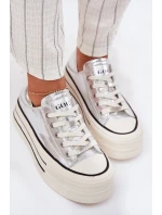 Dámské Kožené Tenisky Na Platformě GOE RR2N4108 Stříbrné