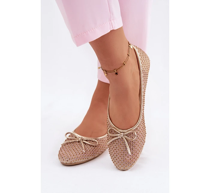 Síťové baleríny s ozdobou Vinceza 62270 Zlaté Síťové baleríny s ozdobou Vinceza 62270 Zlaté