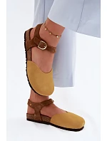 Kožené Semišové Dámské Sandály S Uzavřenými Prsty Maciejka H7365-07 Žluté