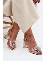 Průhledné Sandály na Podpatku S Krystaly D&A MR61-9013 Stříbrné