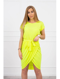Zavazované šaty s obálkovým spodním žlutým neonem