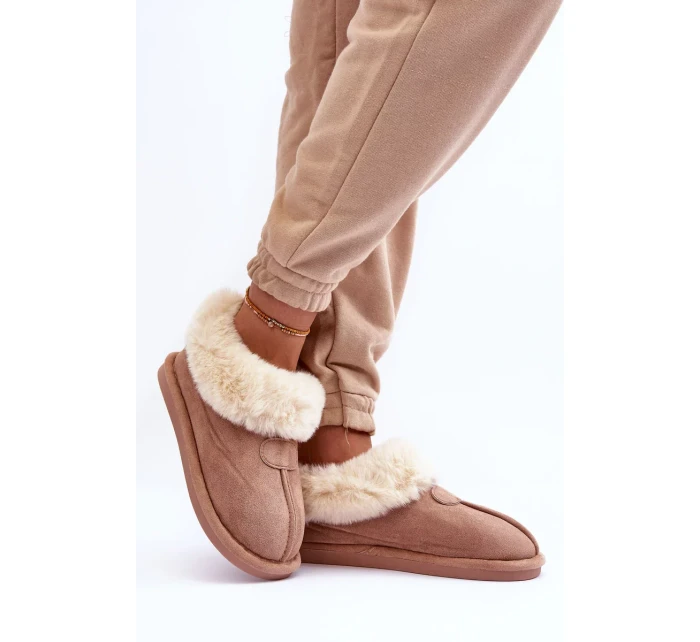 Béžové Lanoze dámské pantofle s kožíškem Béžové Lanoze dámské pantofle s kožíškem