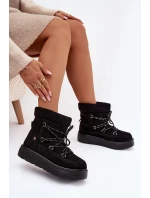 Dámské sněhule na platformě se šněrováním – černé Roselya Dámské sněhule na platformě se šněrováním – černé Roselya