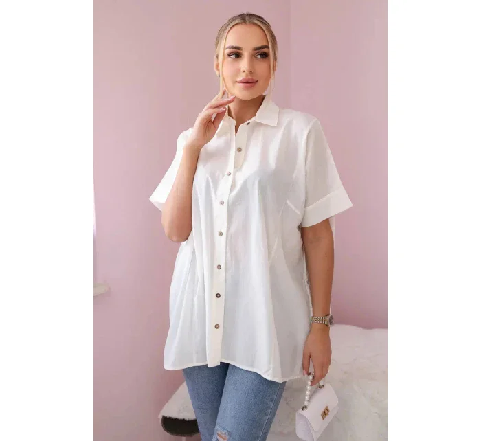 Bavlněná košile s krátkým rukávem model 20724697 ecru - Kesi