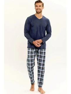 Pánské pyžamo  Tmavě modrá / světle modrá vzor  model 21229196 - Taro