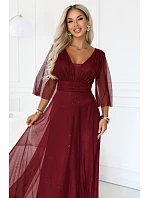 Dámské dlouhé lesklé šaty  tmavě vínová  model 22384857 - numoco