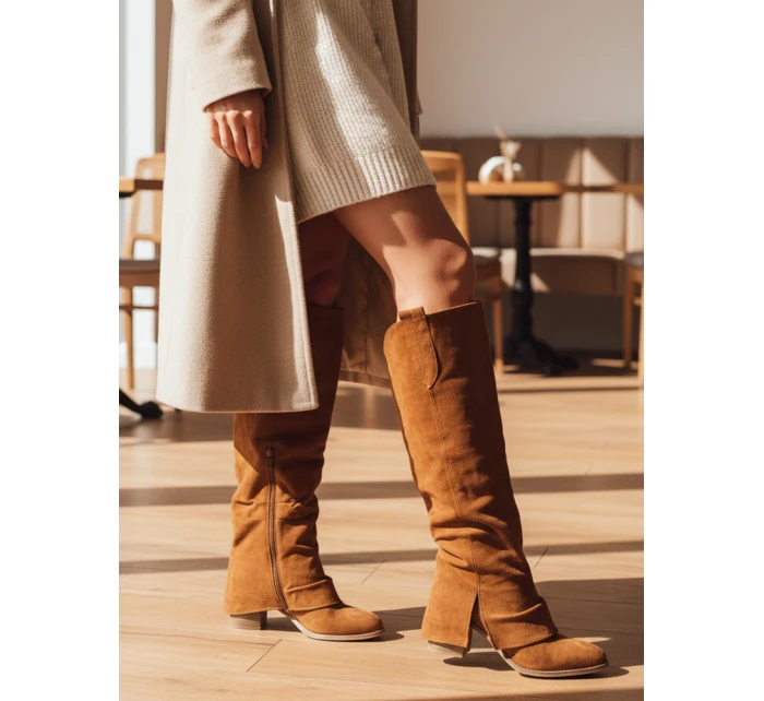Dámské semišové boty model 21994924 v barvě camel - Dstreet