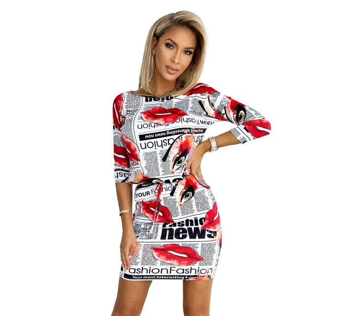 Bílé dámské sportovní šaty se vzorem  a s kapsičkami model 17780076 - numoco